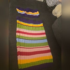 Colorful 2 piece skirt set